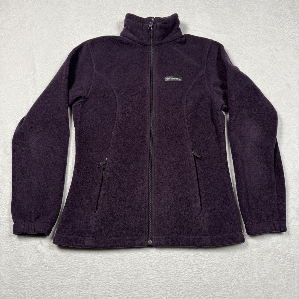 Columbia Jacket Womens Small Purple Fleece Full Zip Stand Collar Pockets Hiking - Picture 2 of 11